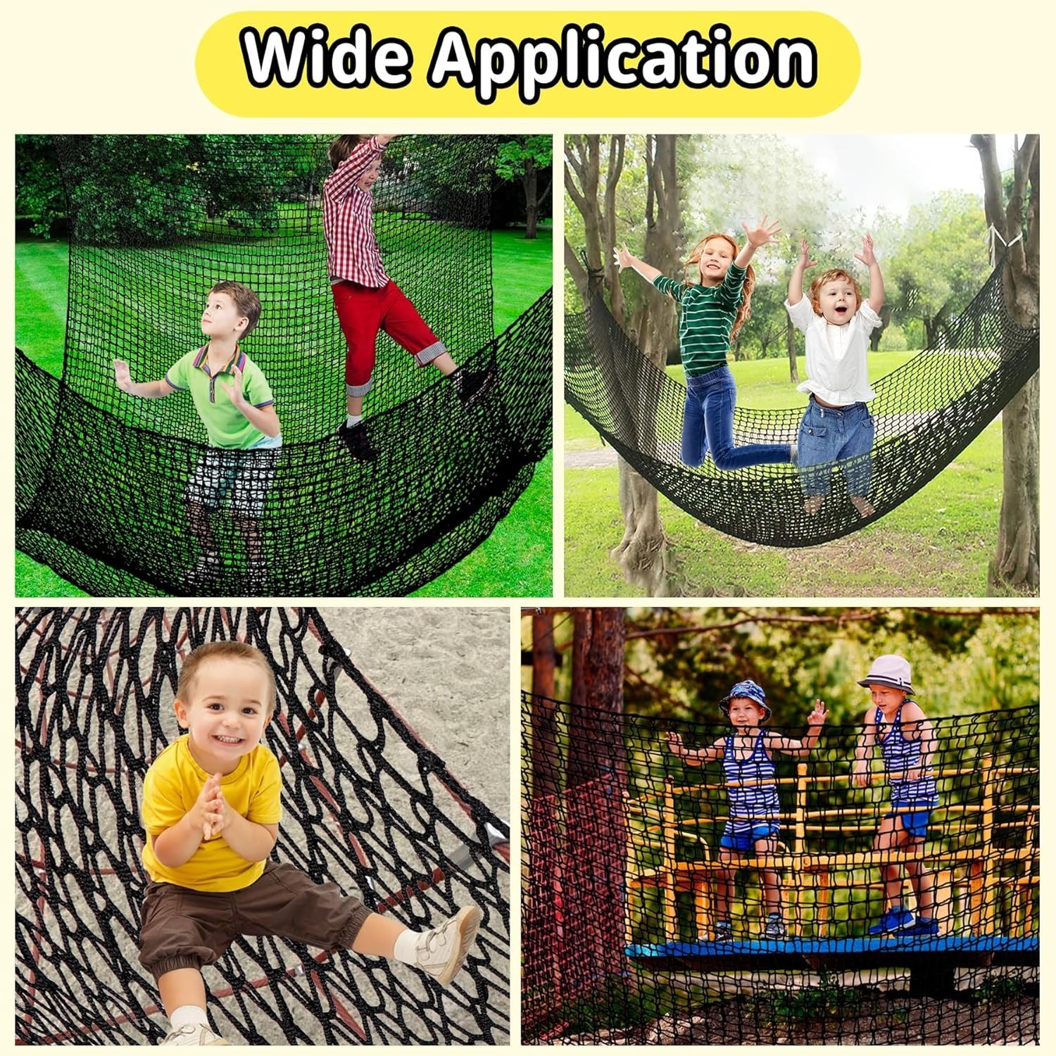 9.8′ x 9.8′ Climbing Cargo Net – Double Layer Playground Safety Net for Kids