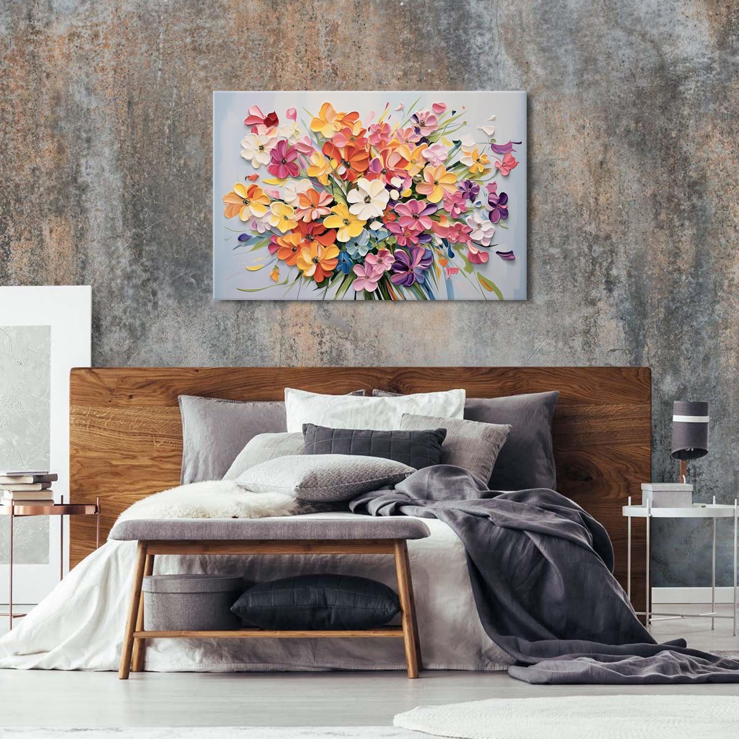Aesthetic Daisy Wall Decor Floral Wall Art Abstract Poppies Bouquet Texture C…