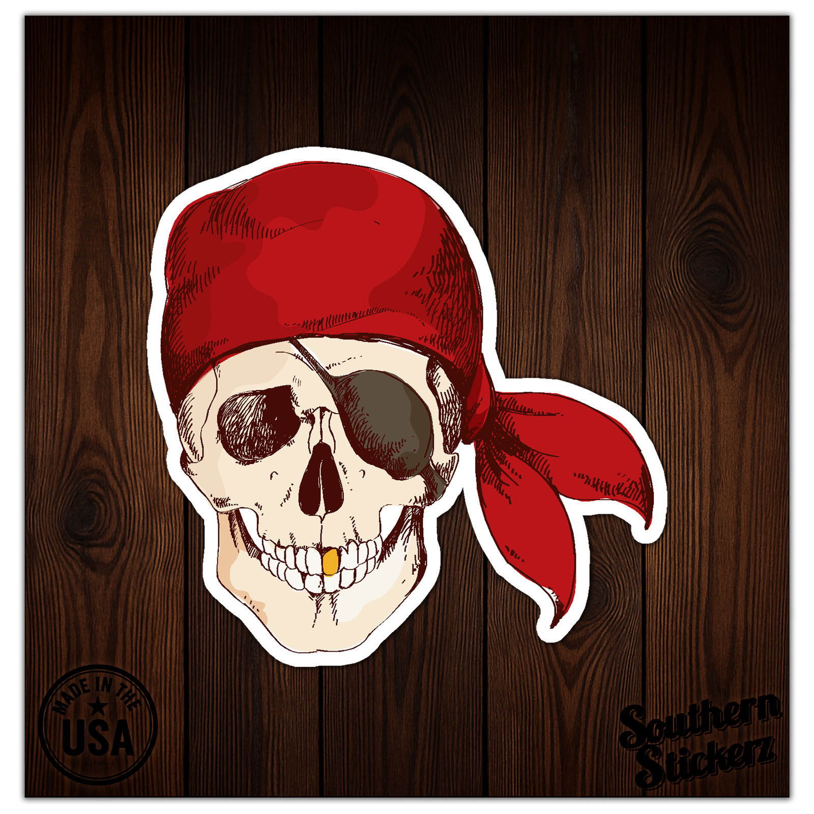Pirate Skull Eyepatch – Vinyl Decal Sticker – Car Window Laptop – ebn8083