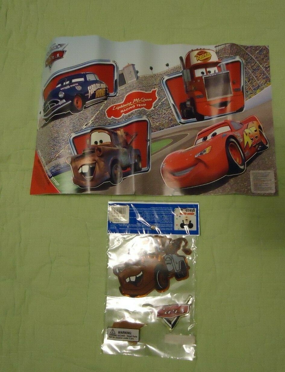 Lot of 2*Disney Pixar Cars*Wall Decals and Window Clings*Doc*Mater*Mack