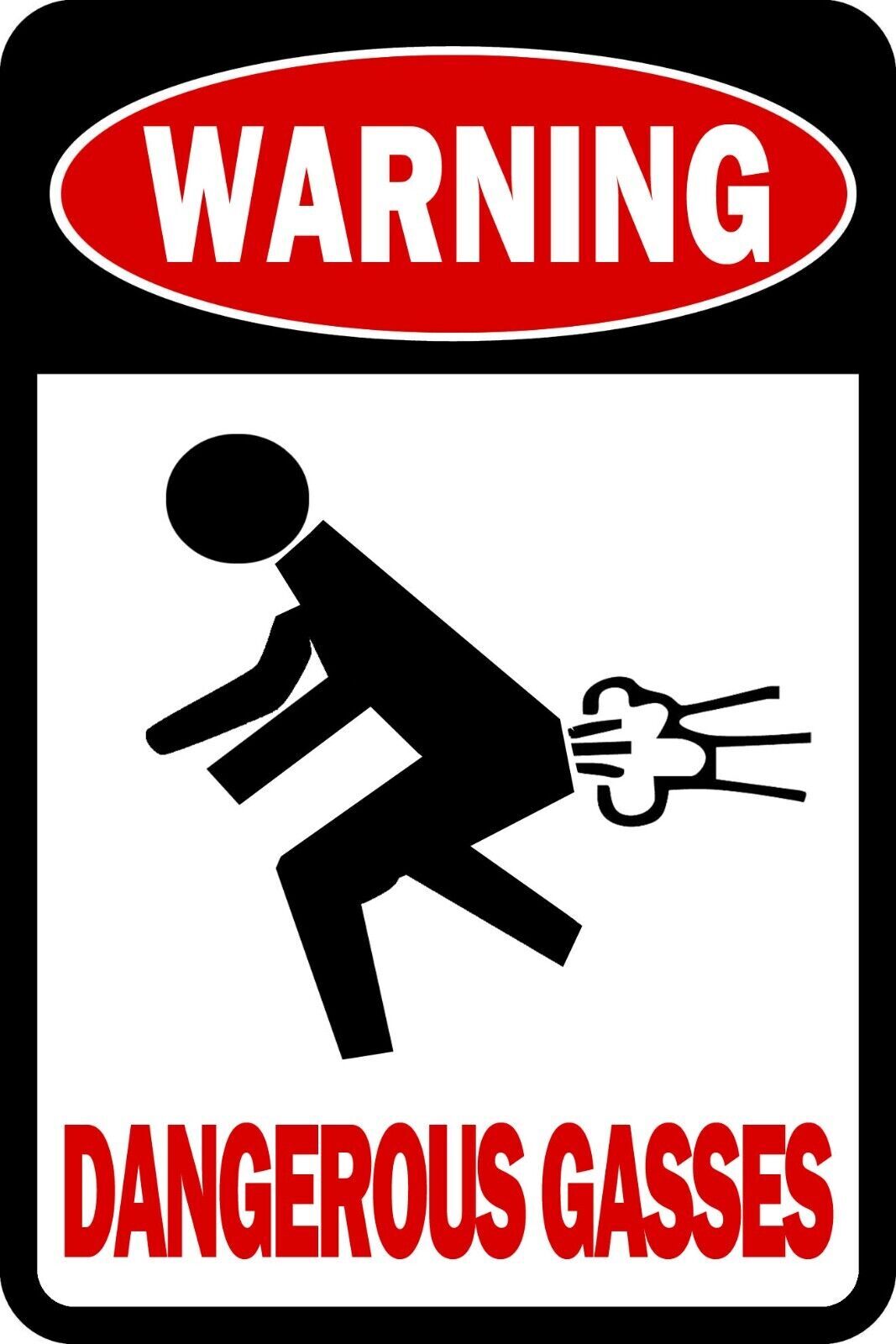 Warning Dangerous Gasses Sign Sticker funny farting cute nerd art pun indie