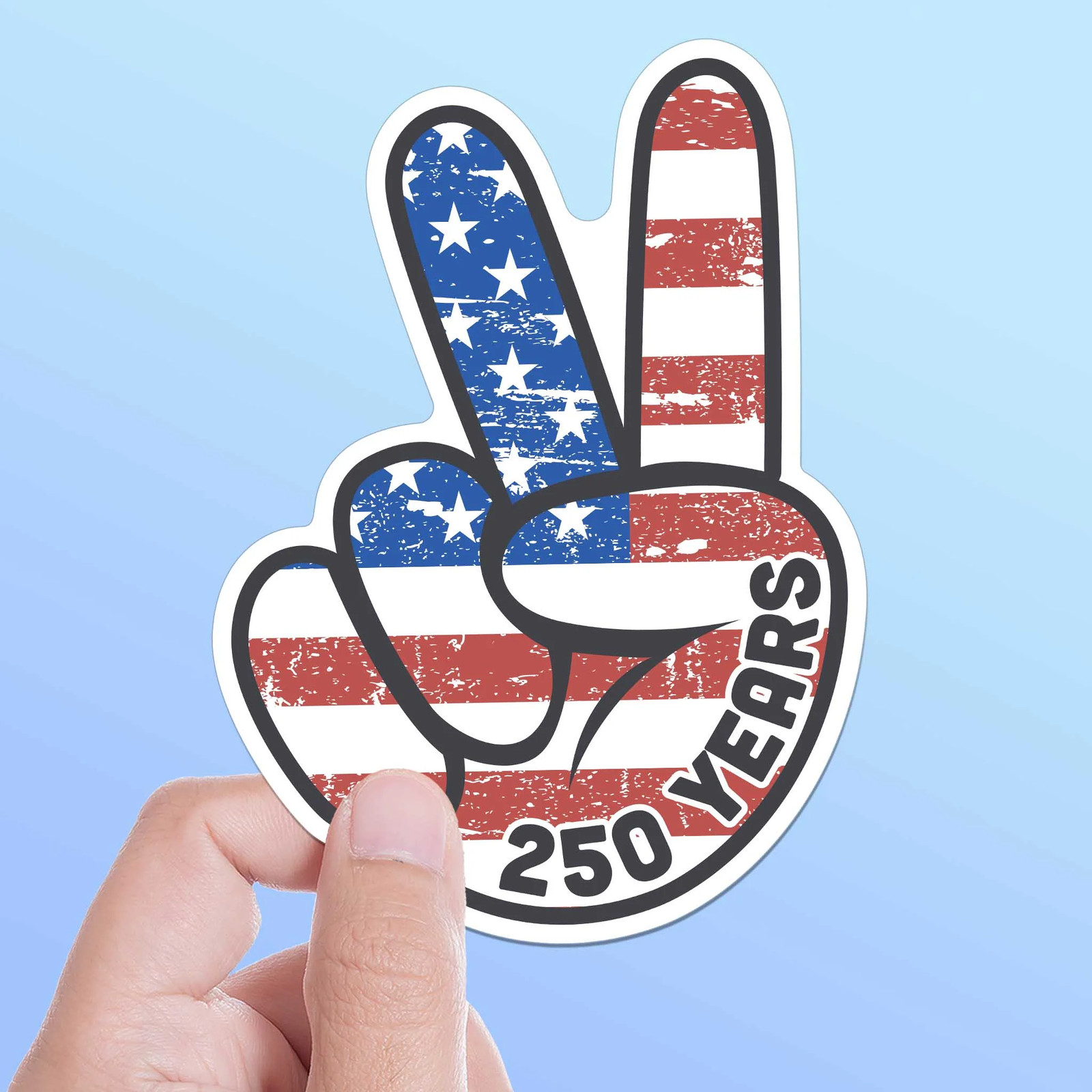 250th Anniversary American Flag Peace Sign Sticker – Cool Patriotic USA Decal