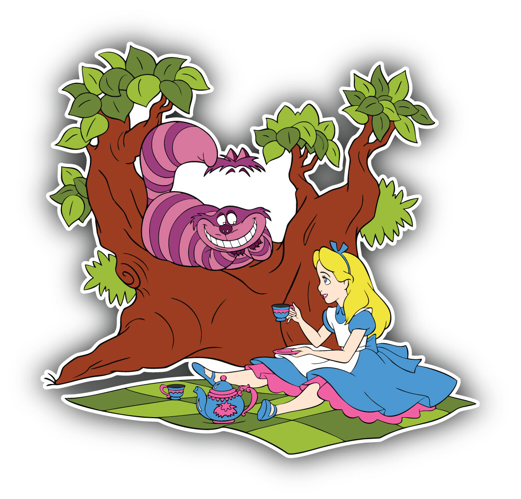 Alice In Wonderland Cartoon Sticker Bumper Decal – ”SIZES”