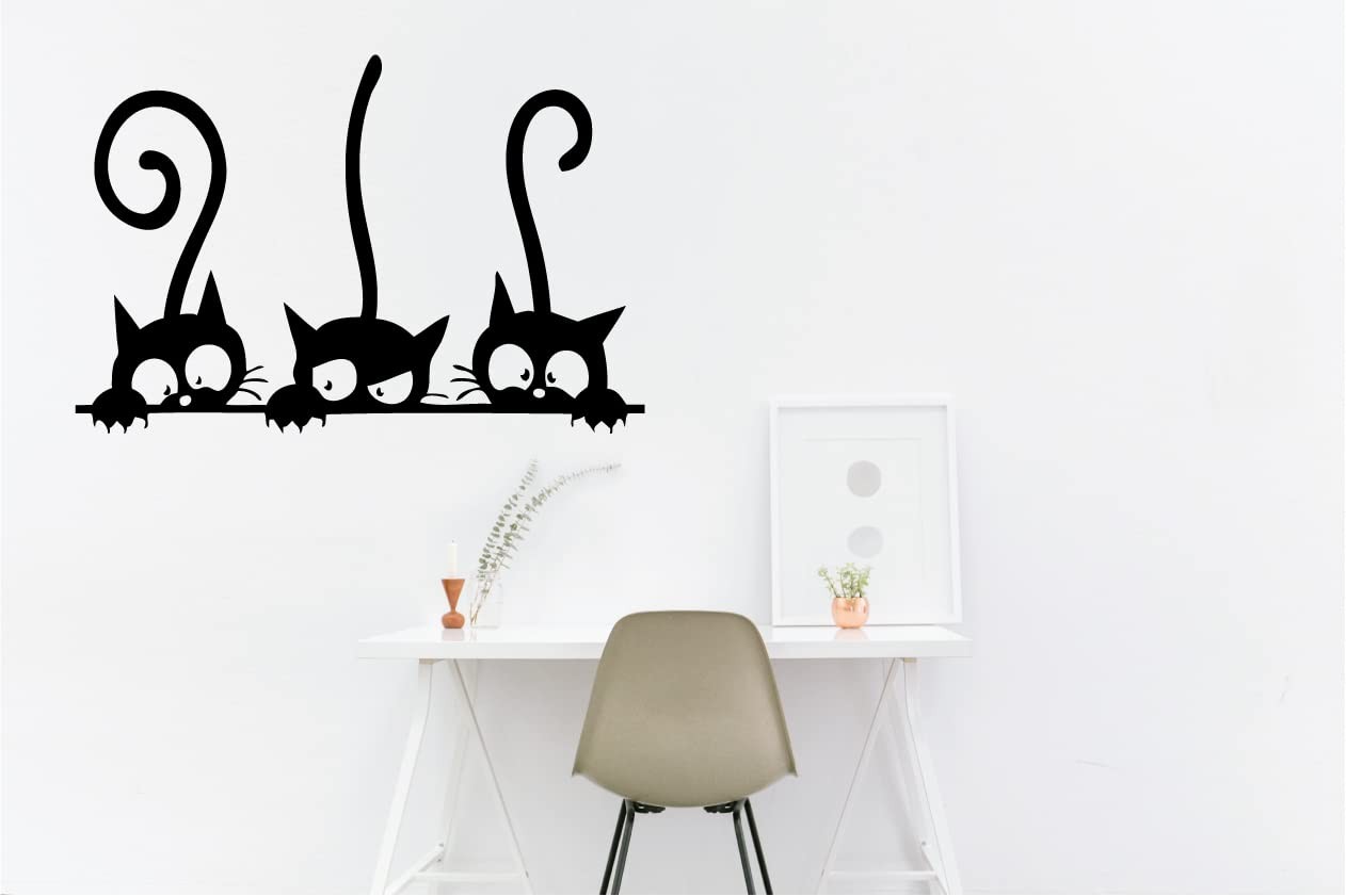 Wall PVC Wall Sticker Decal Quote Art Vinyl Cat Pattern 8”×12′ Black