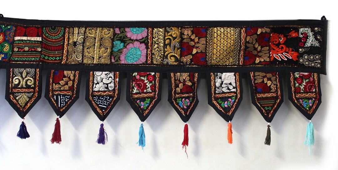 Home Decor Toran/ Handmade Patchwork Curtain/ Wall Hanging/ Gypsy Bohemian Toran