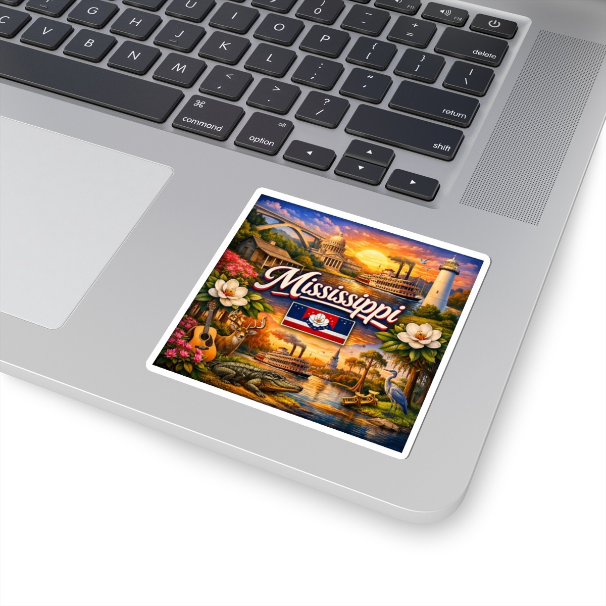 Mississippi Sticker | Magnolia, Riverboat, Alligator