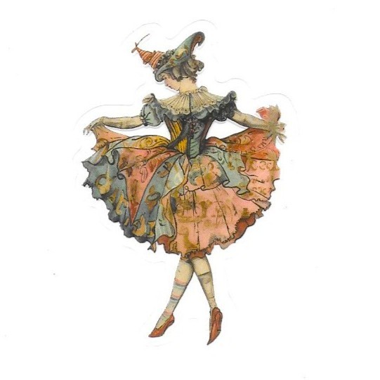 Victorian Harlequin Girl Vinyl Sticker Transparent Vintage Clown Stationery