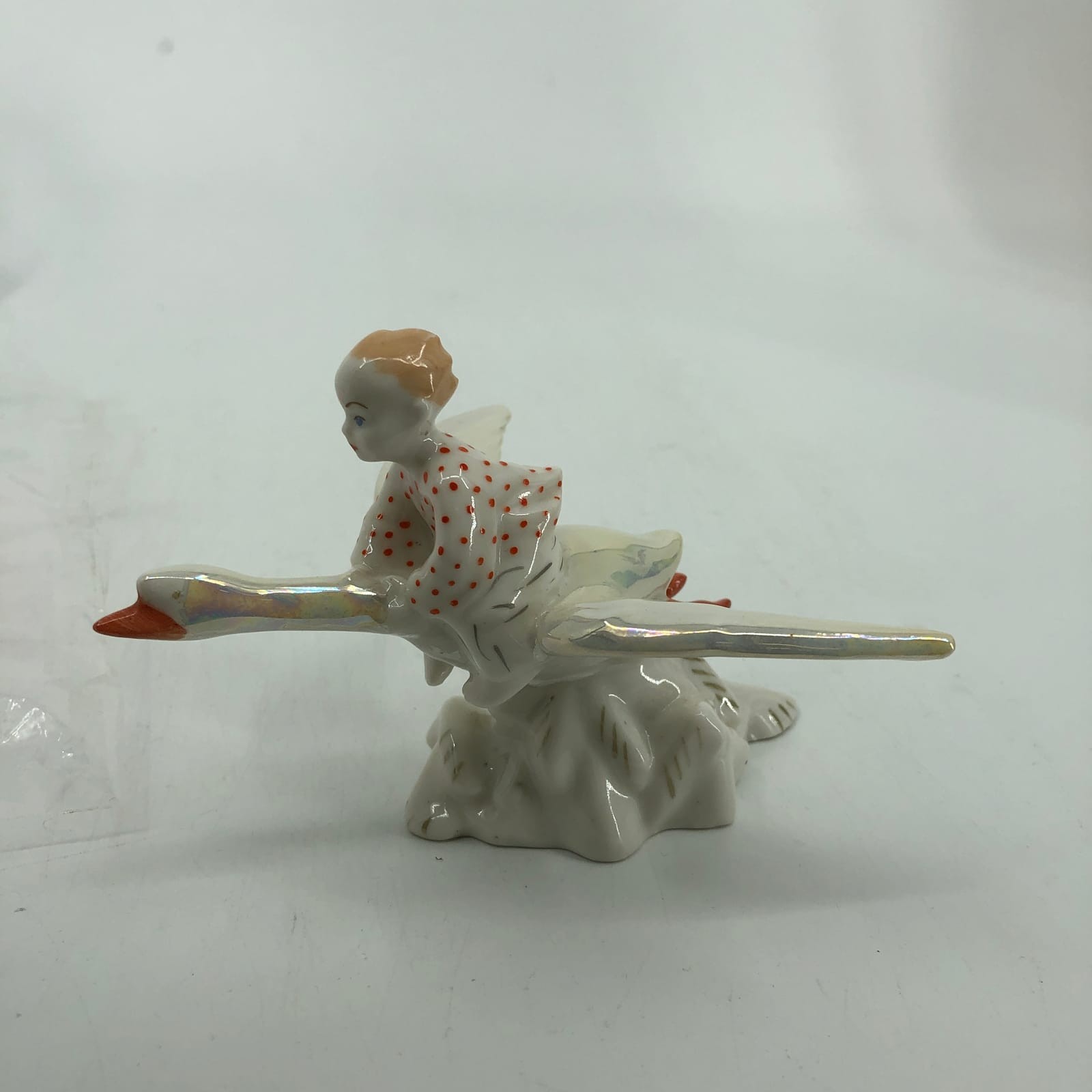 Classic White and Orange Vintage Glass Goose | Ideal for Any Occasion