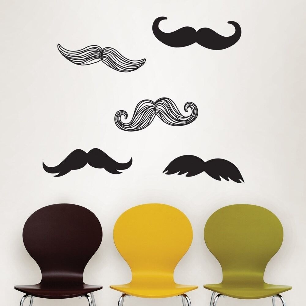 Mustache Wall Decals Peel & Stick Wall Art Kit By Wall Pops! 5-Piece Set 17″x24.