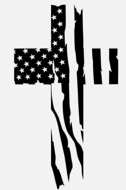 Cross Distressed American Flag Patriotic Vinyl Decal Die Cut