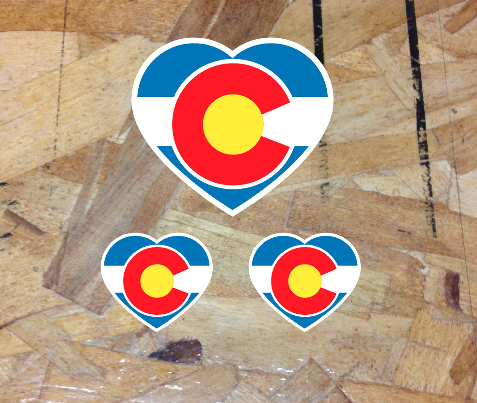 Love Colorado CO State Flag Decal Sticker 4″ – I Heart Shape Colorado 3 for 1