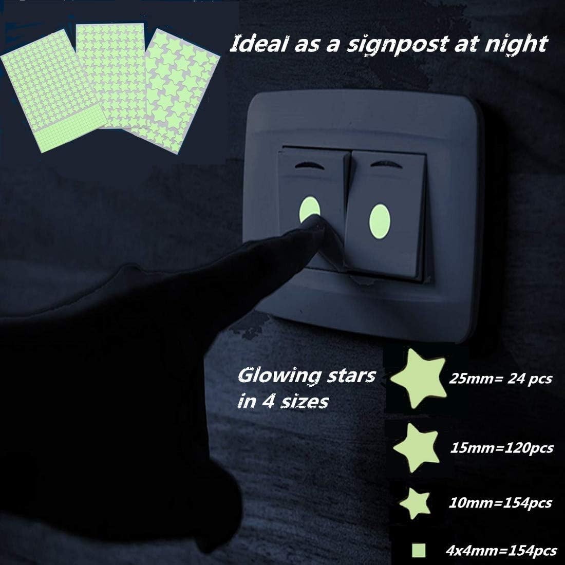 Multi-Sized Glow Stars Ceiling Stickers – Perfect for Kids’ Nighttime Dreaming