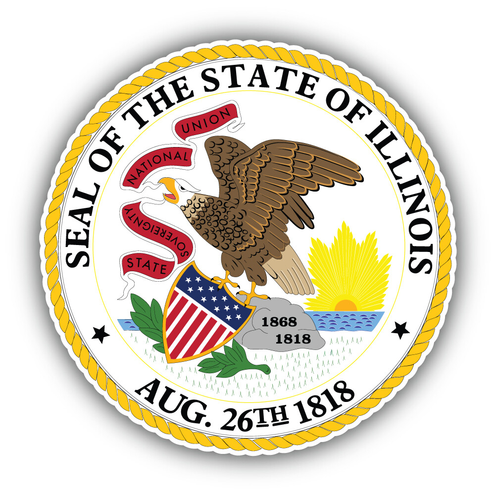 Illinois USA State Seal Vinyl Sticker Car Bumper Decal