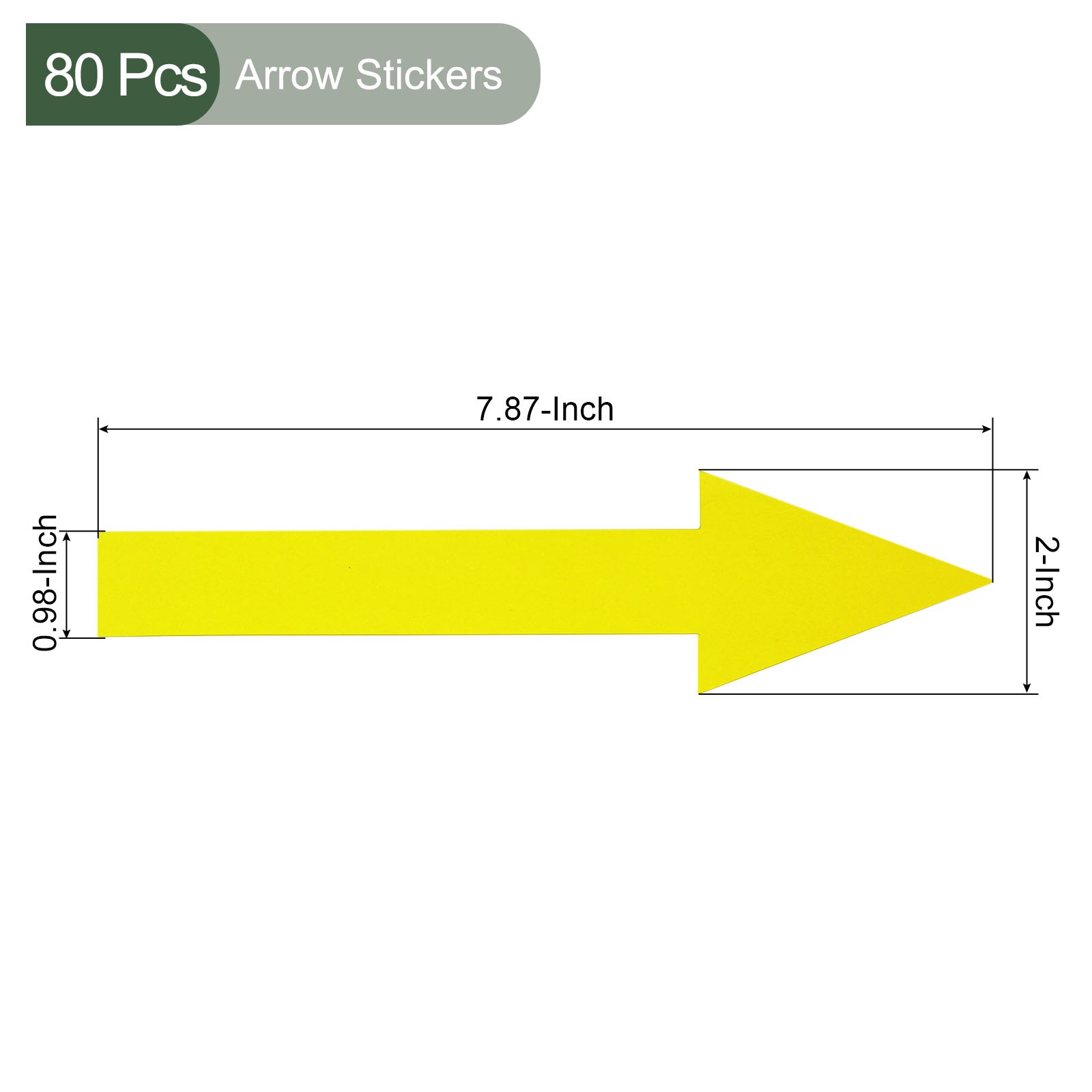 80pcs Arrow Sticker,20x5cm PVC Removable Self Adhesive Waterproof Signs,Yellow
