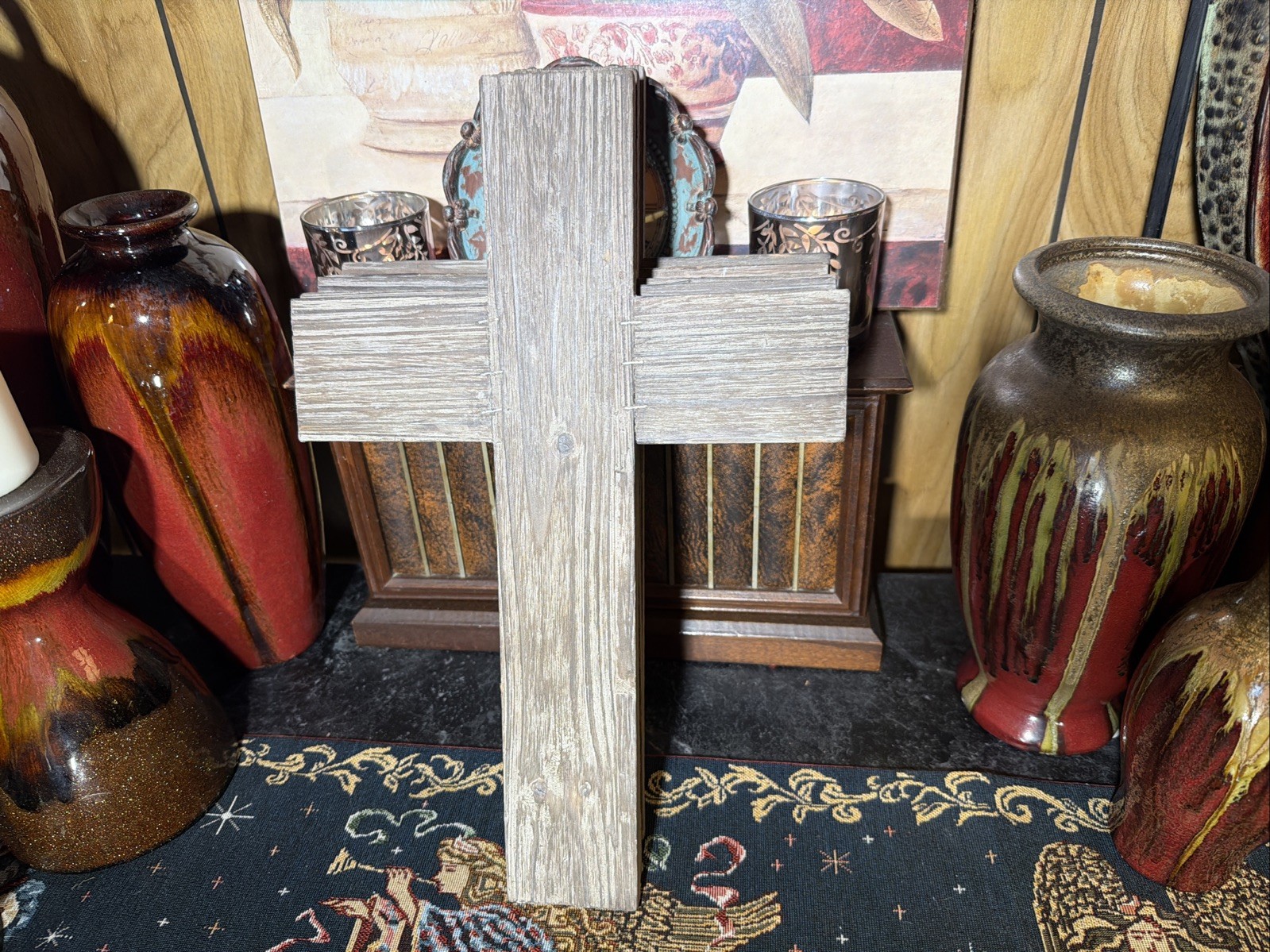 15” Distressed Wooden Cross Wall Hanging Or A DIY Project