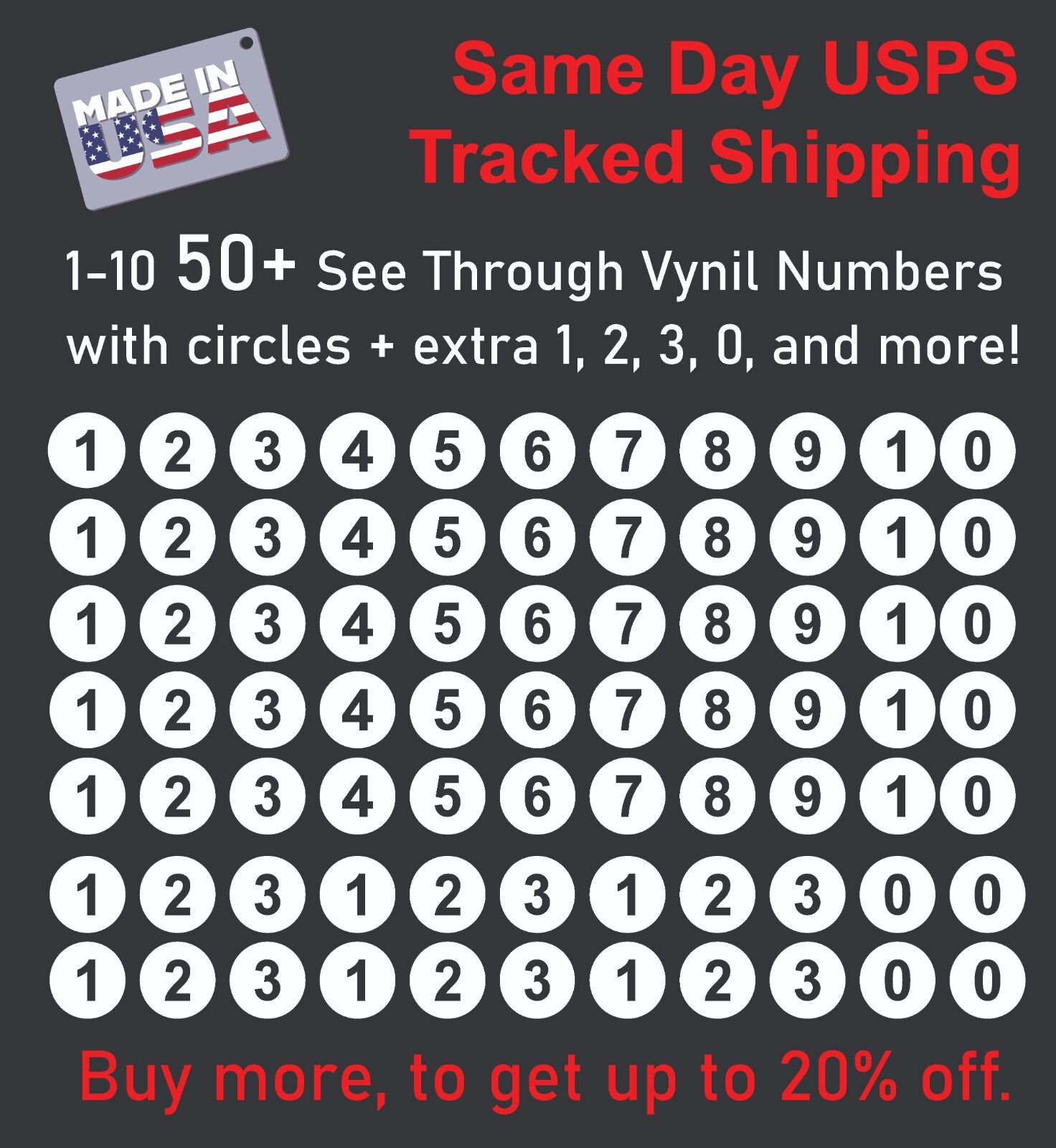 5X 0-10 Encircled Numbers Vinyl Decal Sticker Numbers – for Mailbox Address Shop