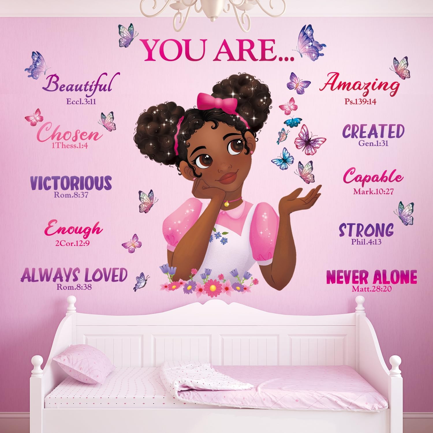 SG2-2315 Black Girl Magic Wall Stickers Decals Girls Bedroom Butterfly Kids R…