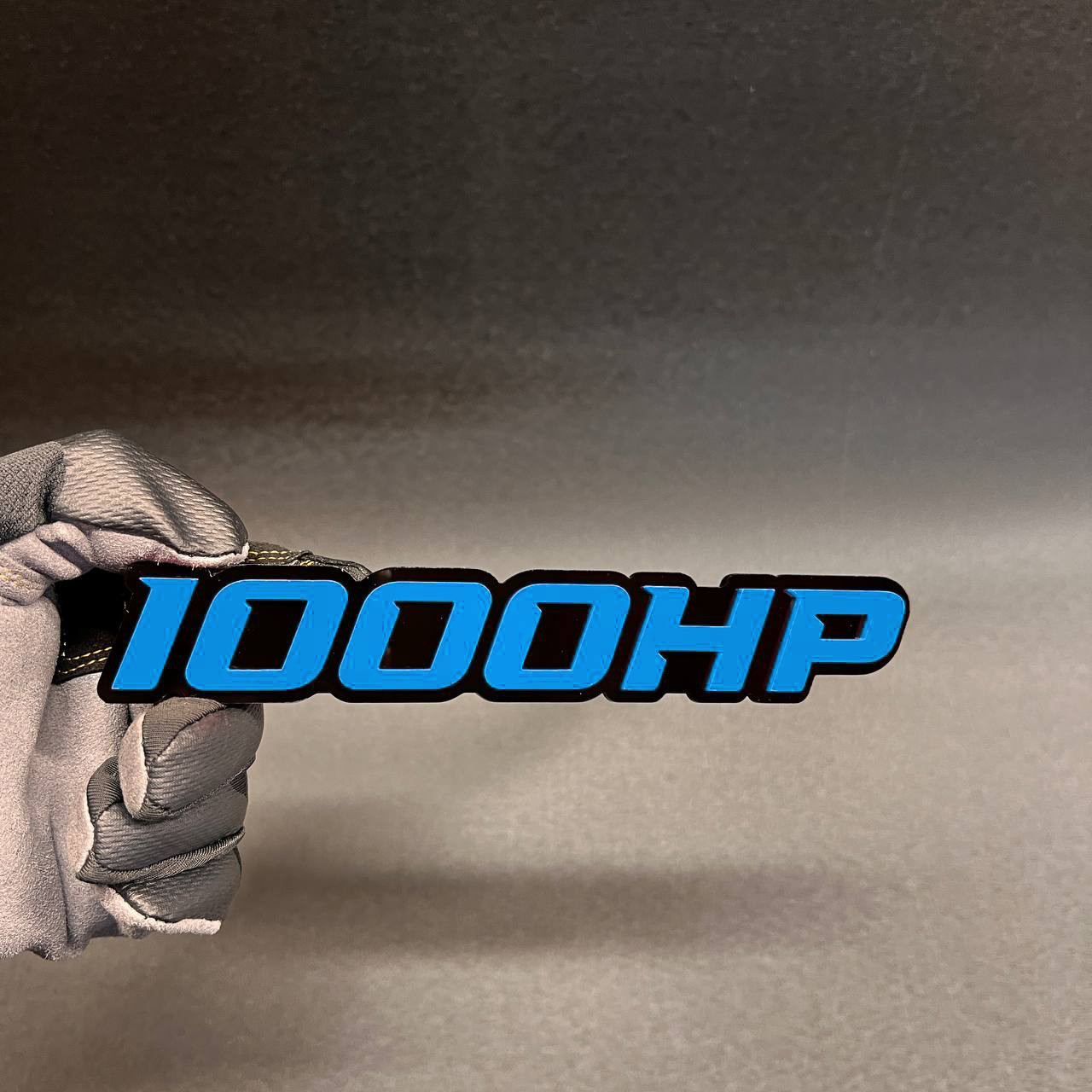 1X 1000 HP BLACK – L.BLUE Custom 3D Emblem Multicolor Acrylic Car Badge Decal