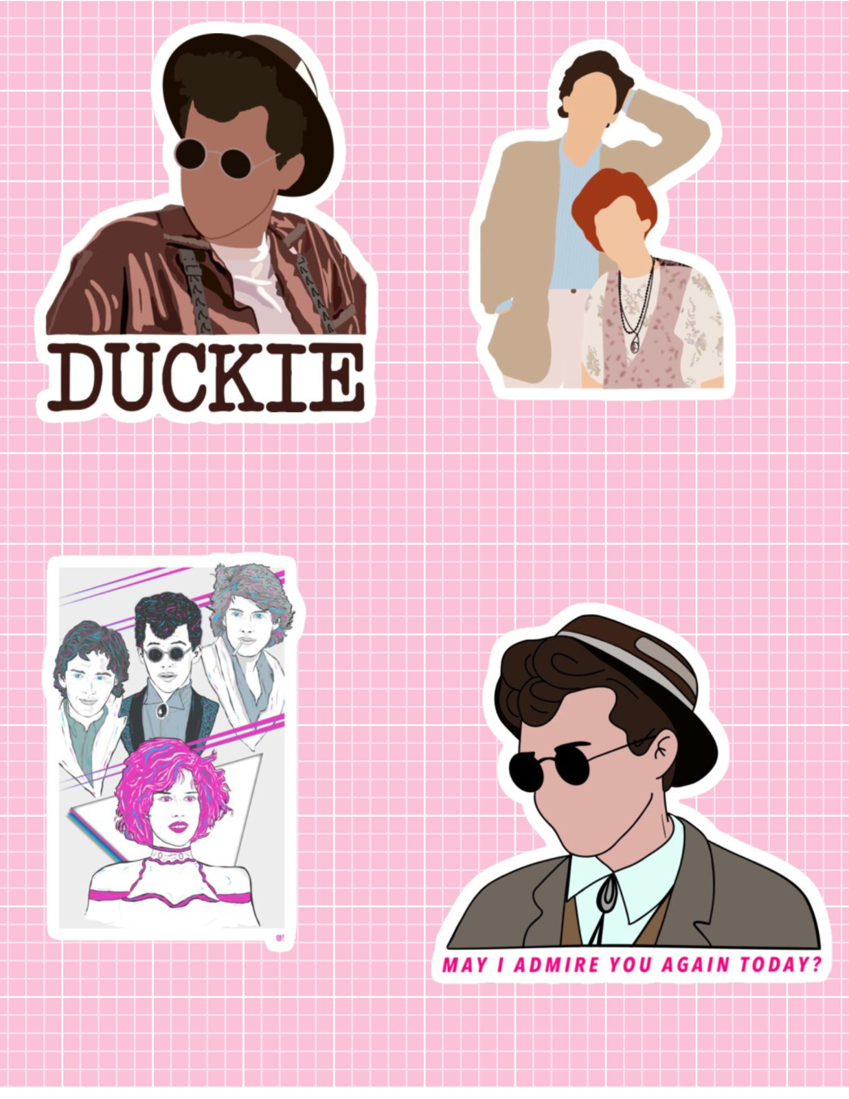 Pretty In Pink 80’s Cult Classic Movies 4pc Sticker Pack