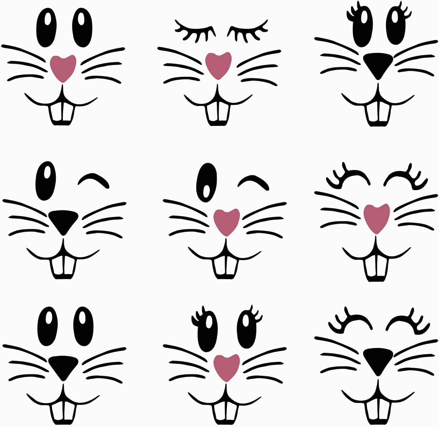 18 Pcs Easter Bunny Face Vinyl Decals – Bunny Faces DIY Craft Vinyl Art Stickers