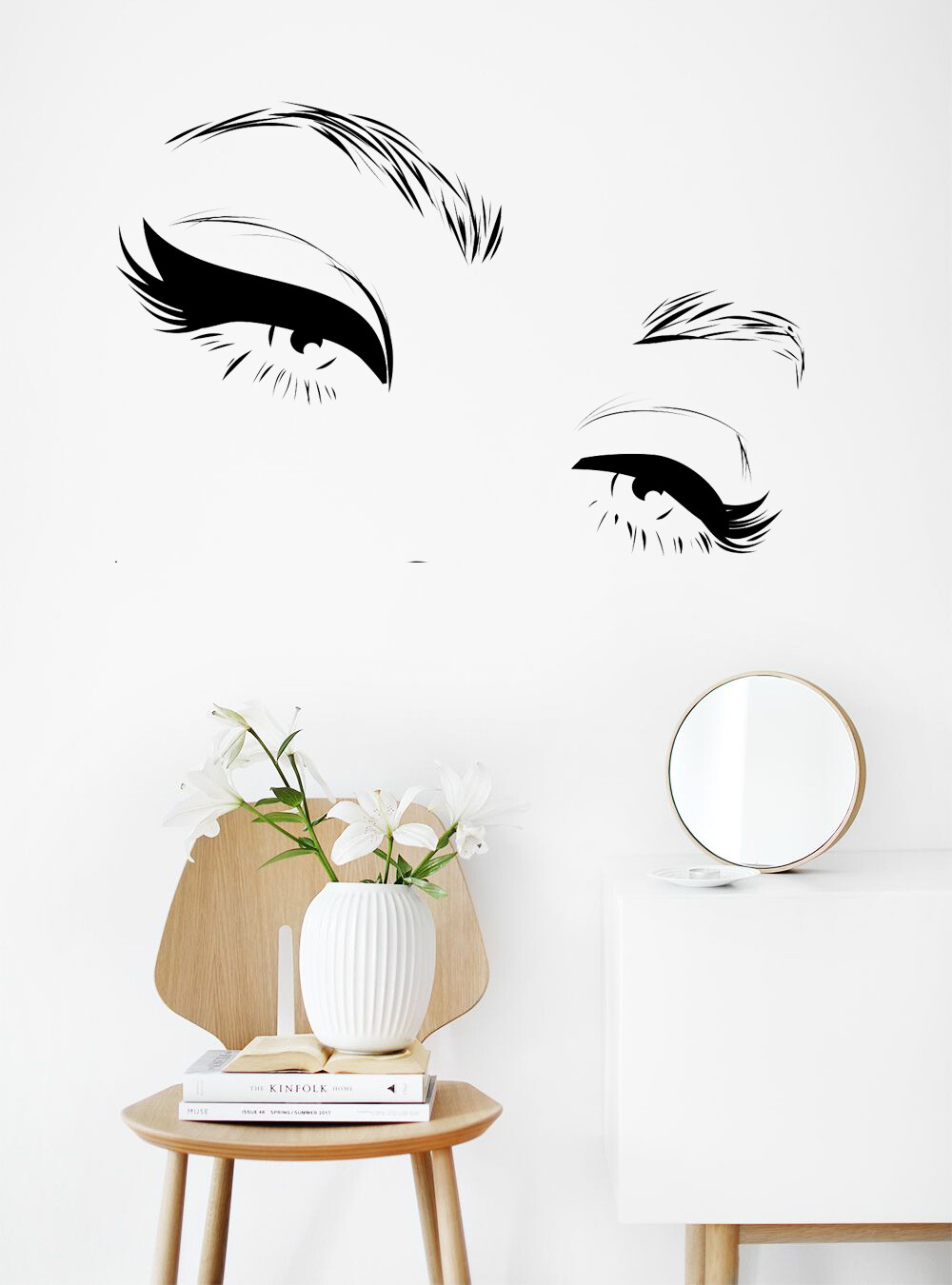 Beautiful Eyes Wall Decal Woman’s Face Décor Large Eyes Makeup Women Power Salon