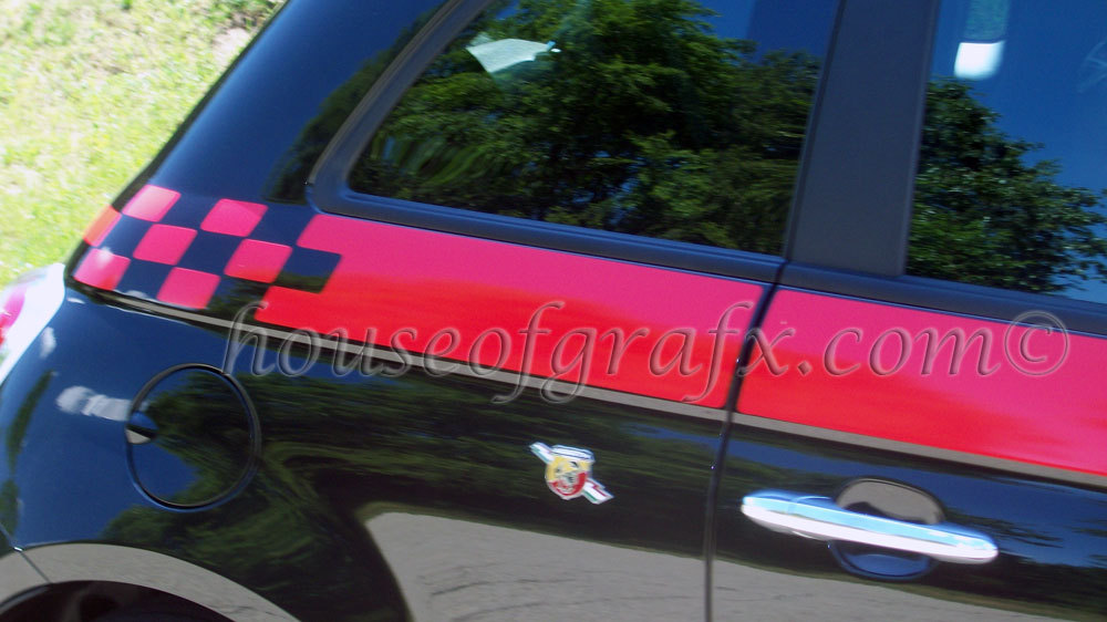 Checkered Side Body Graphics Vinyl Stripe Decals Decal fit 2011 or 2012 Fiat 500