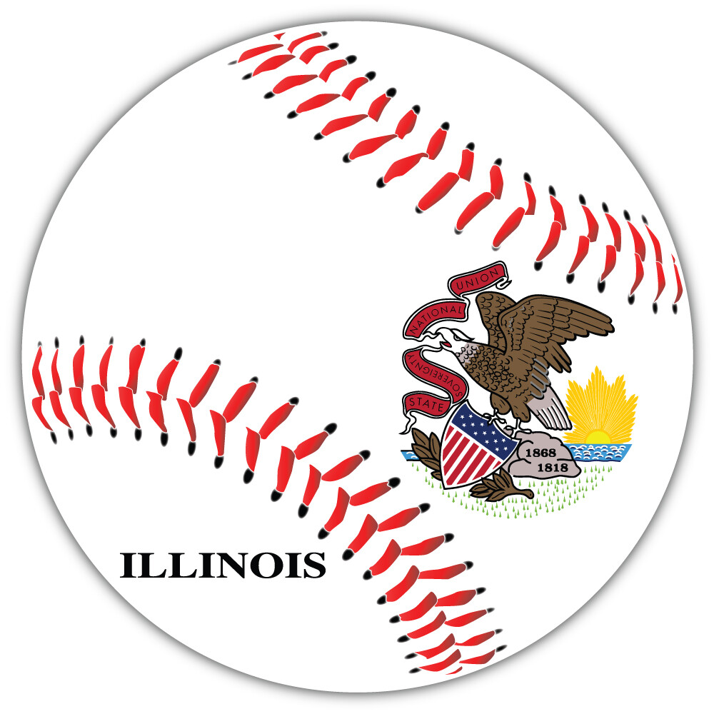 Illinois USA State Baseball Car Bumper Sticker Decal “SIZES”