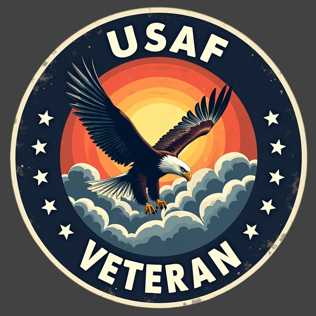 USAF Veteran Eagle Sunset Badge Sticker Vinyl Decal Air Force Service Pride