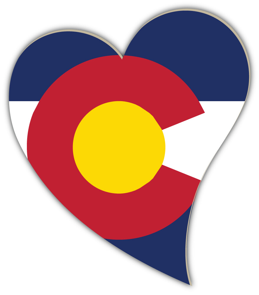 Colorado USA State Flag Heart Icon Car Bumper Sticker Decal