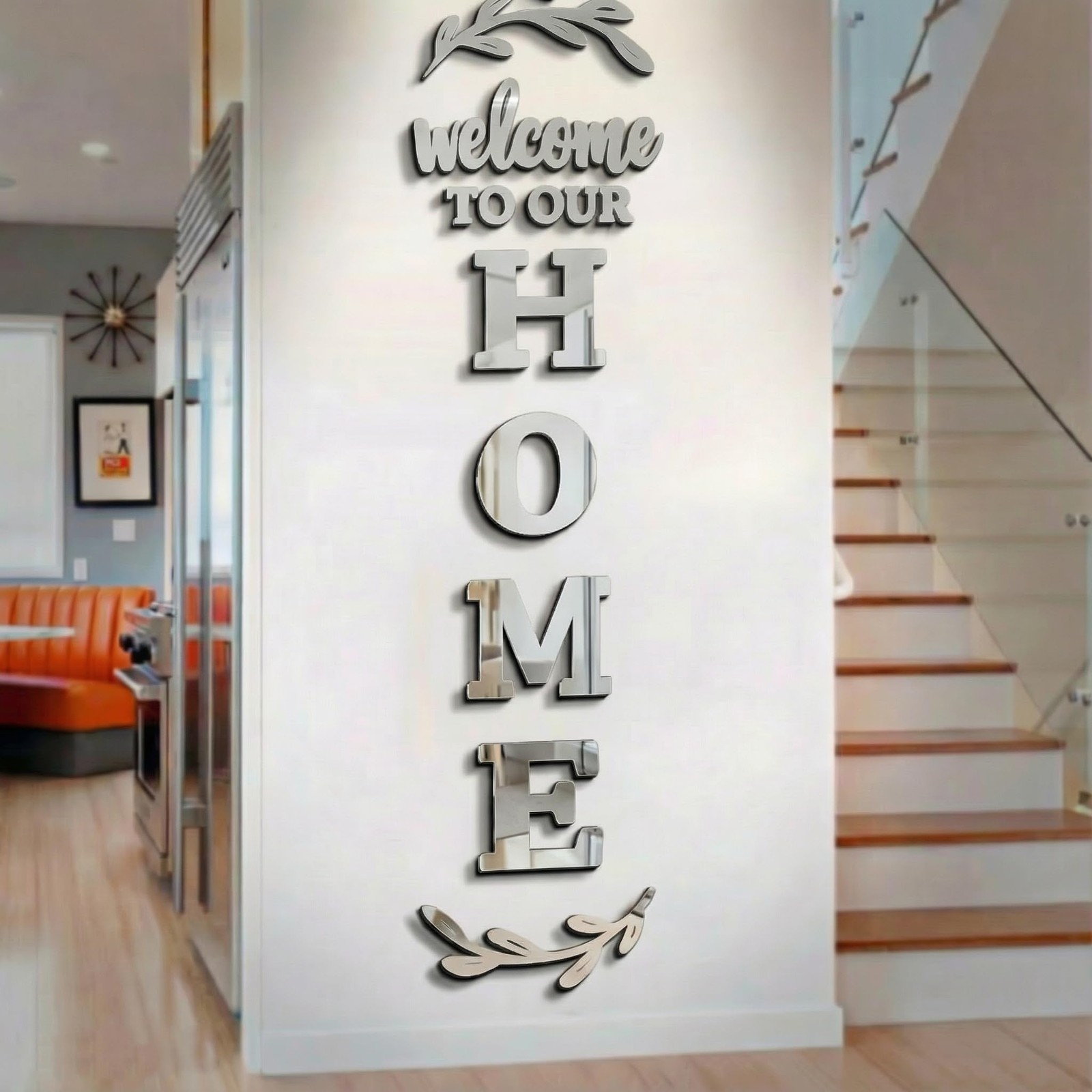 3D Acrylic Mirror Wall Decor Home Sign for Living Room Entryway, Large Self-A…