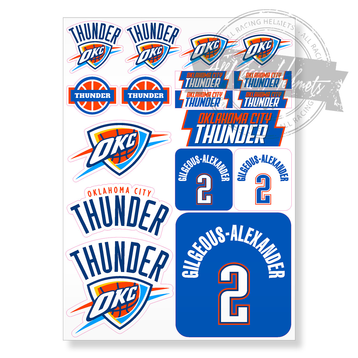 Oklahoma City Thunder NBA Basketball #2 SGA A4 Printed Vinyl Decal Stickers HQ