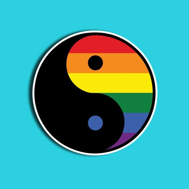 Gay Pride Sticker, Includes Two (2) Stickers, Rainbow, Ying Yang, LGBT, LGBTQ