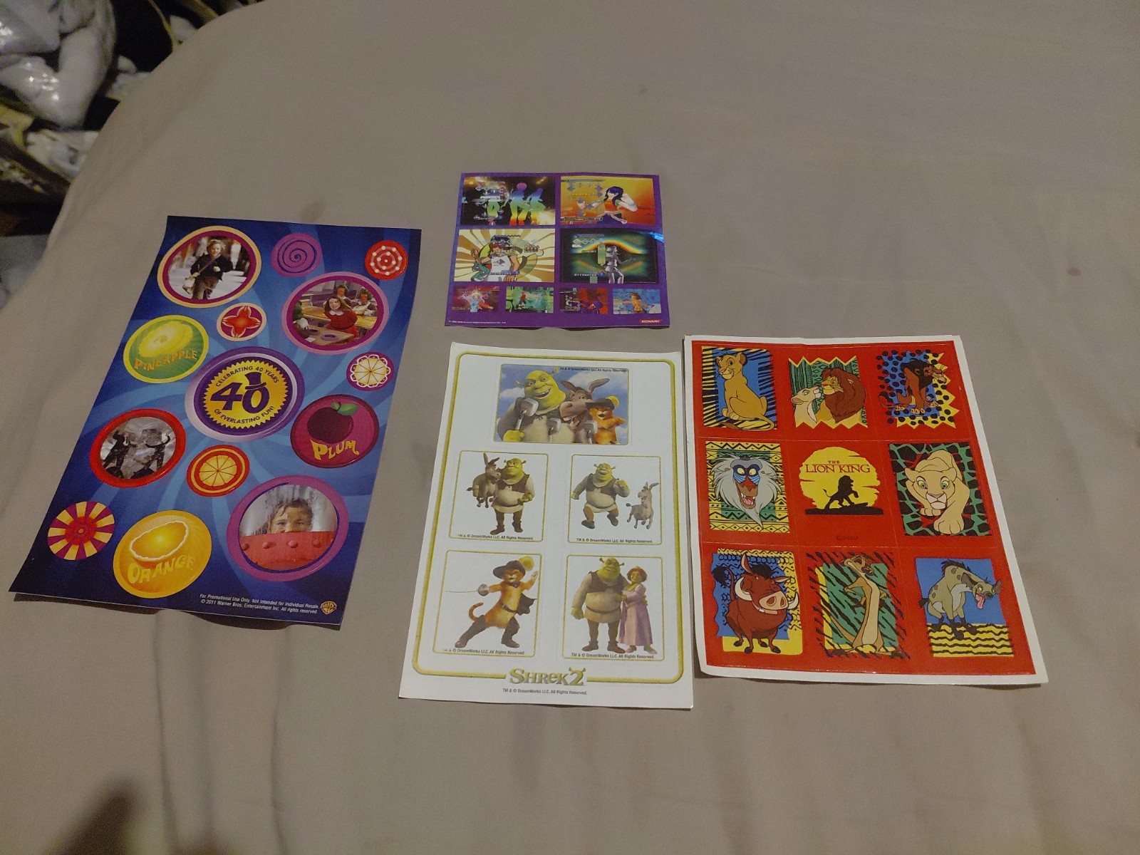 Classic Movie Stickers Shrek 2, The Lion King, Charlie And The Chocolate Factory