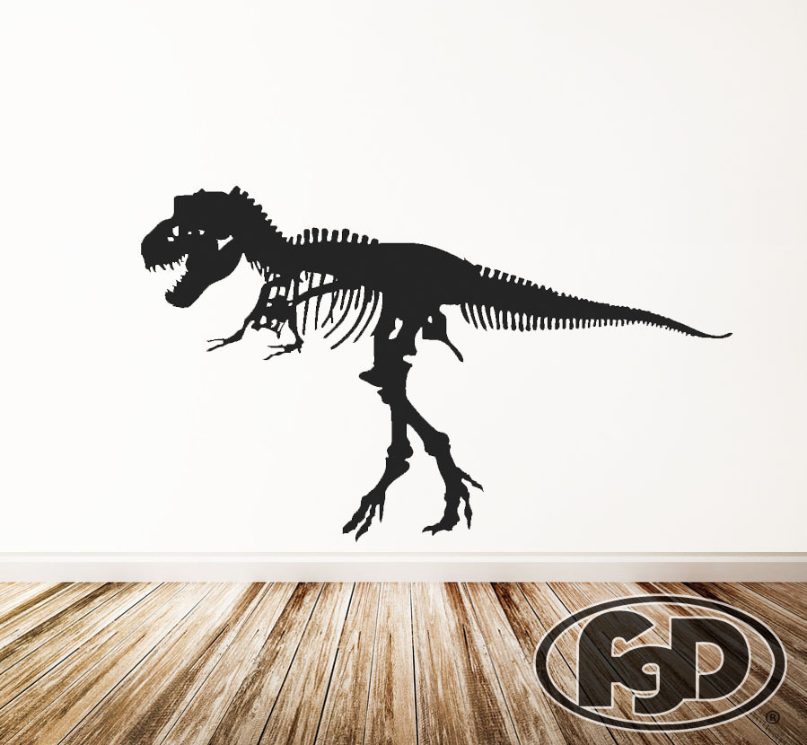 FGD T-Rex Dinosaur Vinyl Wall Decal / Sticker in White or Black 40″ x 67″