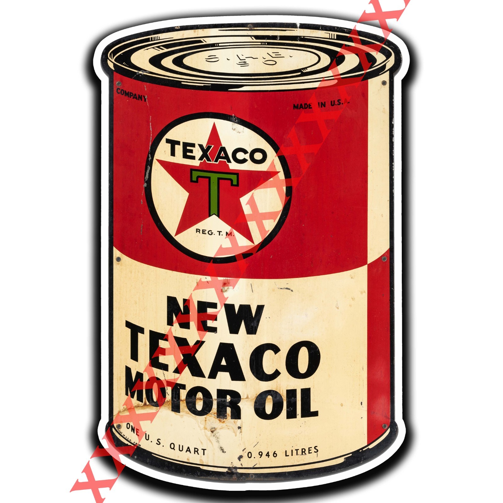 Texaco Motor Oil Can Texaco Gasoline Sticker Decal 5″ tall