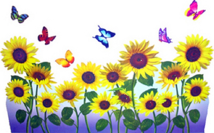 SUNFLOWER & BUTTERFLY WALL DECAL REMOVABLE 24″ WASH NEW in pkg SEE PICS