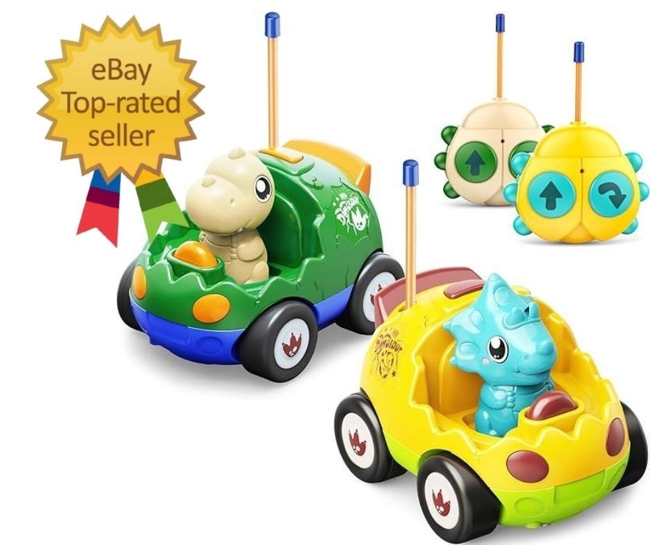2 Pack Dinosaur Toys for Toddlers 2 3 4 5 6 Years Old – Remote Control Cars RC C
