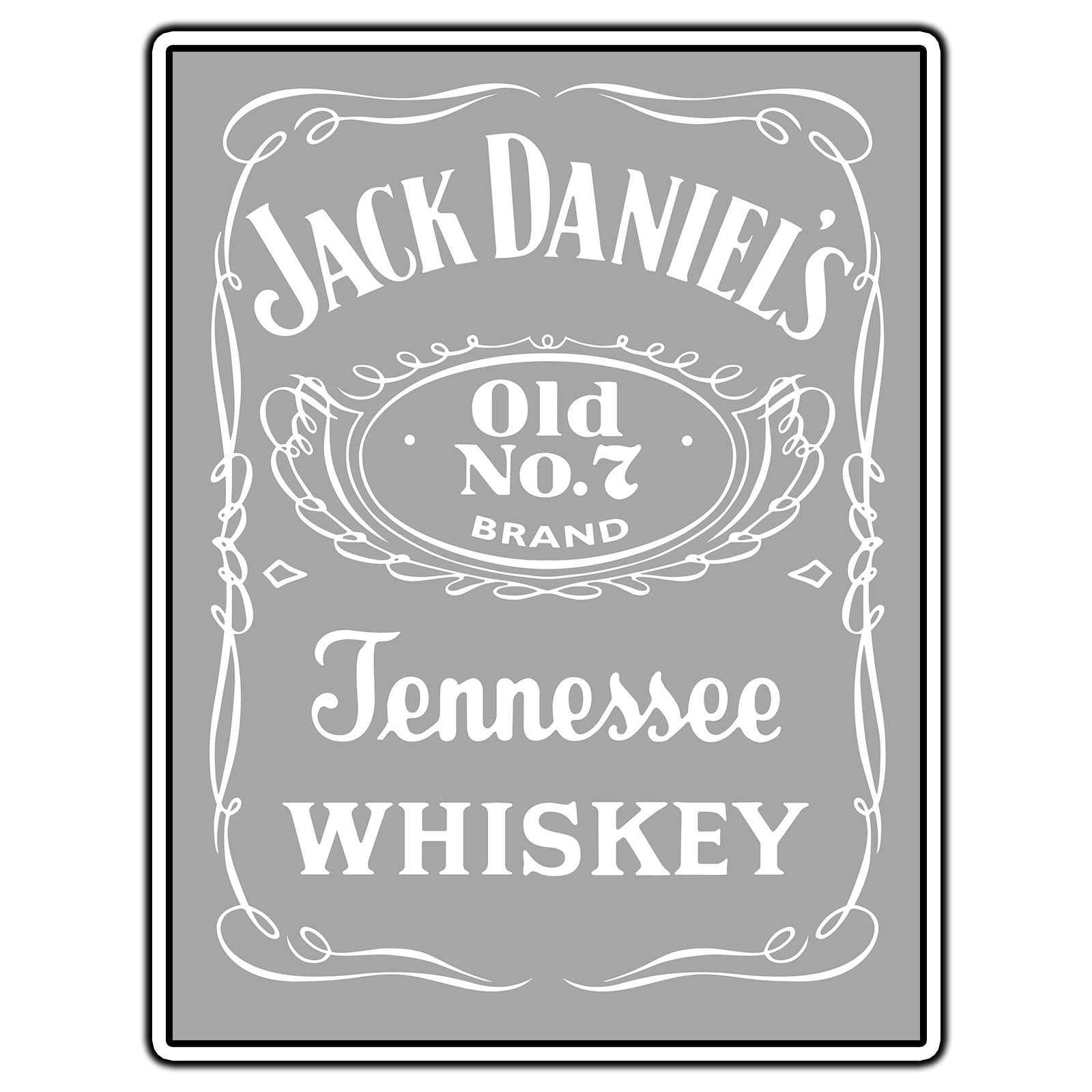 Jack Daniels Gray Logo #3 Sticker Waterproof Vinyl Decal Die-Cut Garage Car