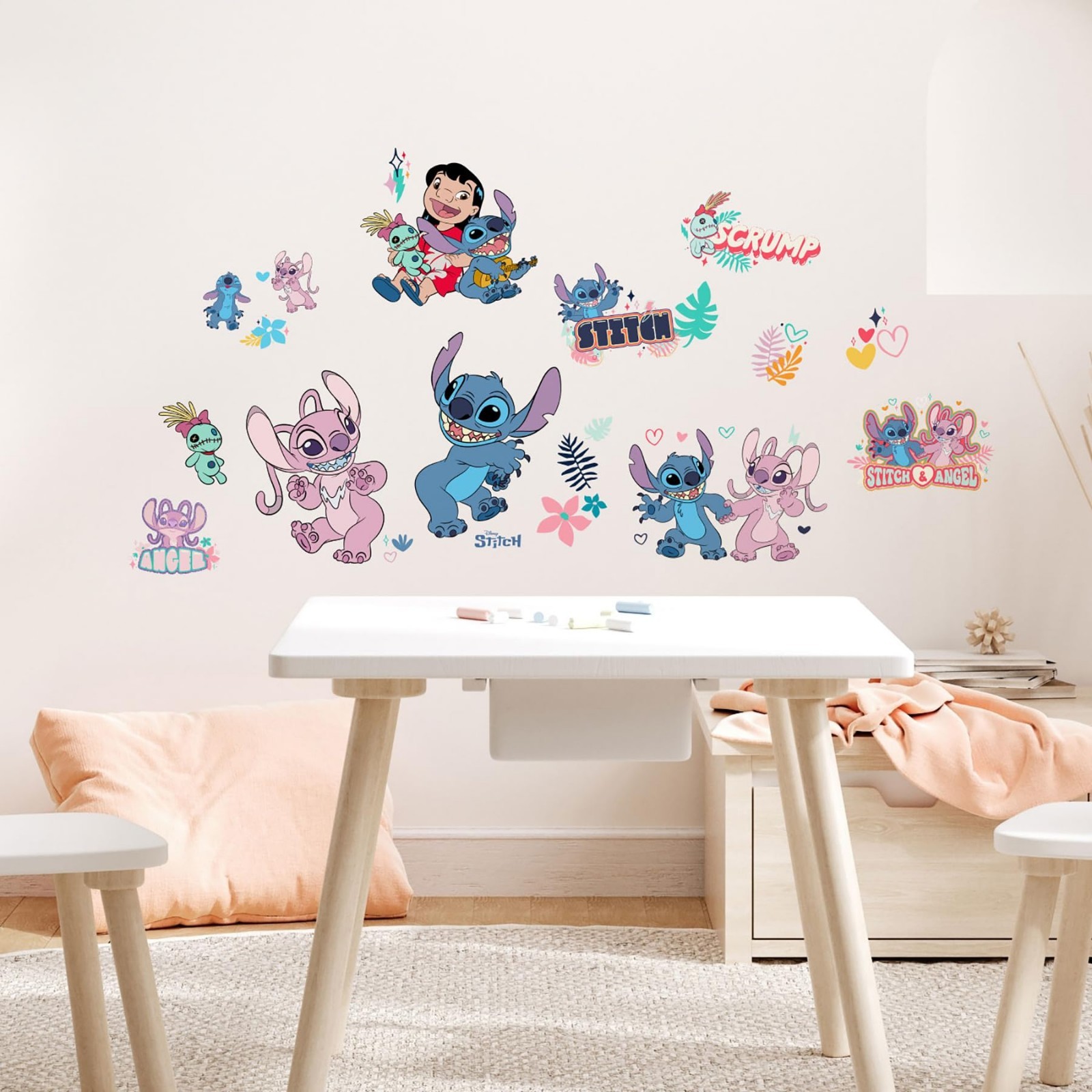Lilo and Stitch Wall Decals – Stitch & Angel Removable Stickers for Kids’ Room D