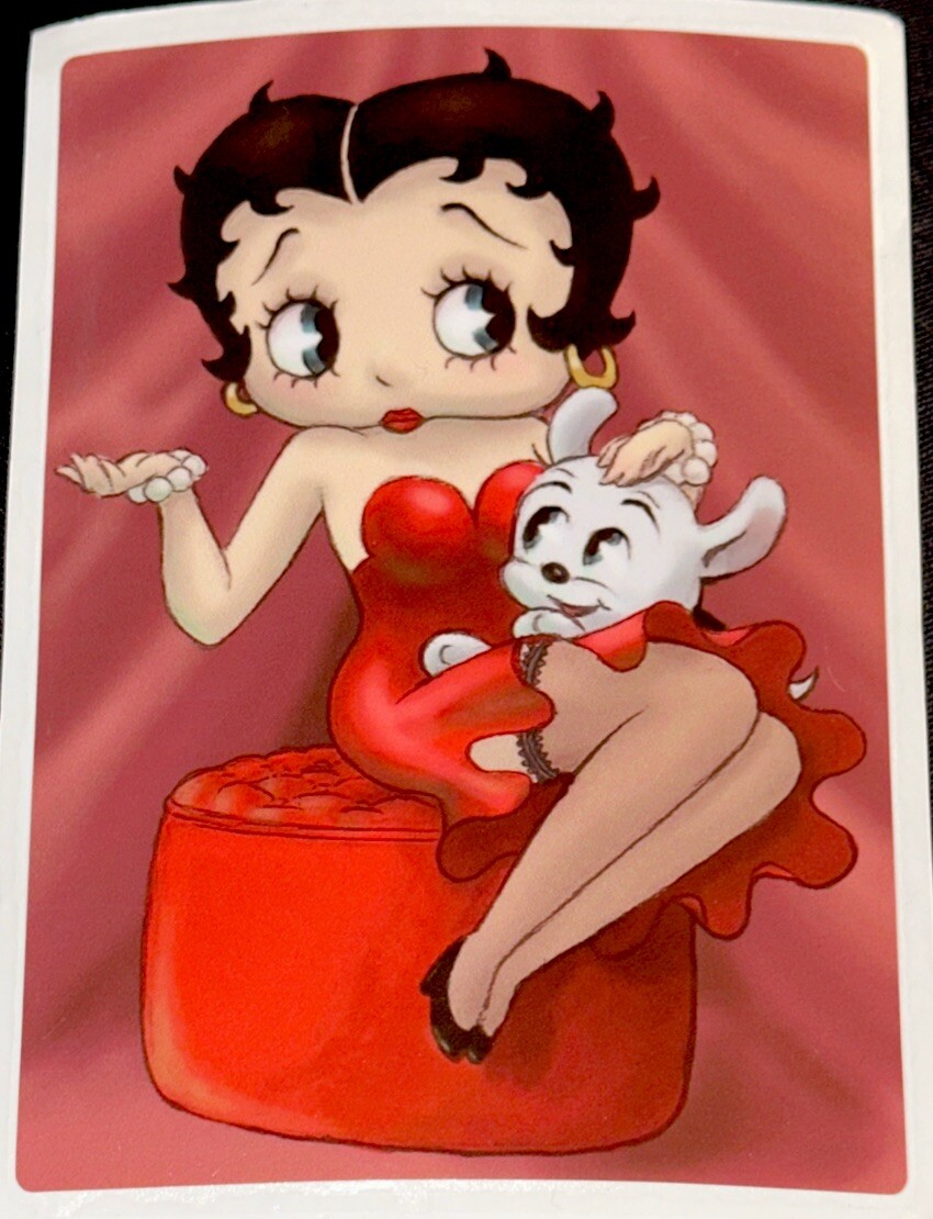 BETTY BOOP STICKER✨💋💄❤️👠💋✨5 1/4” 3 3/4”✨GLOSSY✨PUPPY🐶✨SEXY & CUTE✨💫