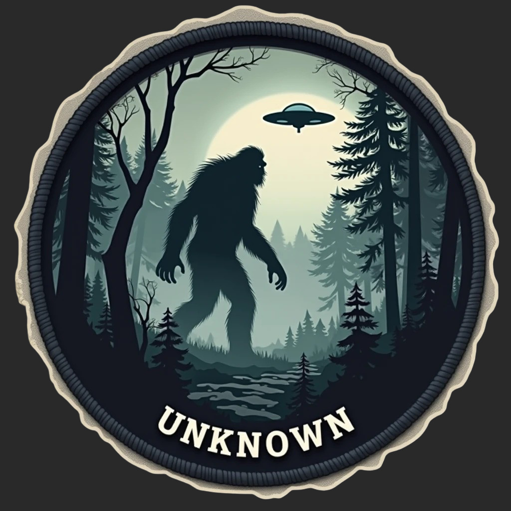 Bigfoot sticker vinyl decal unknown alien ufo cryptid woods moon night