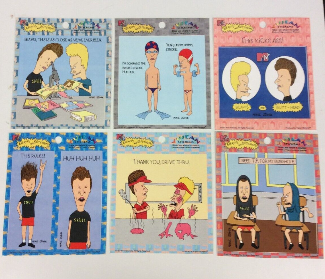 6 Beavis & Butthead Stickers 5″ Vinyl decals – MTV Mike Judge