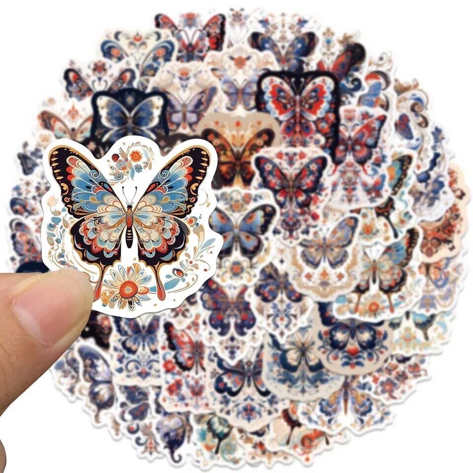 Butterfly Paisley Pattern Stickers 50pk Vintage Mix Butterfly Sticker Aesthetic￼