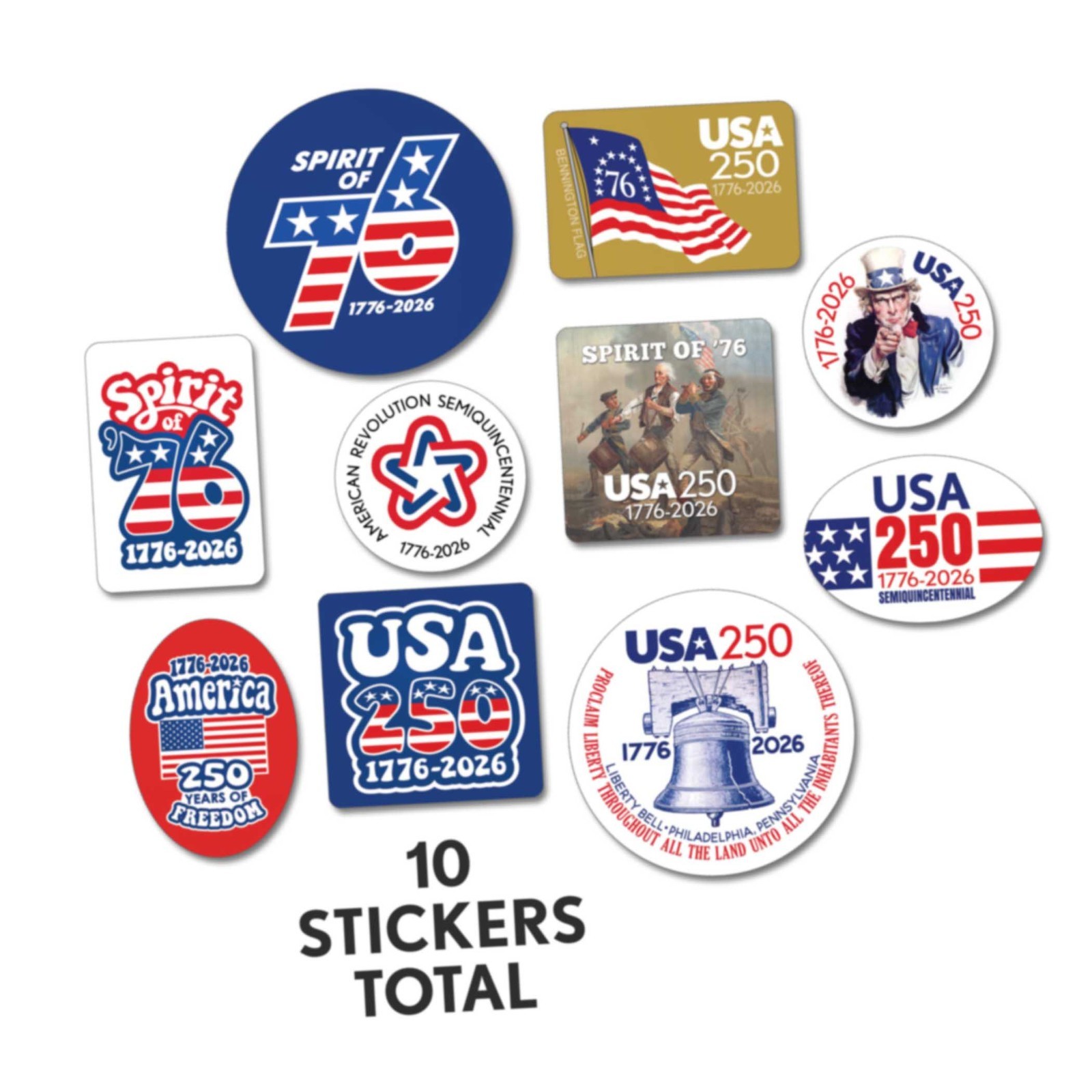 USA America Sticker Sheets – 2 Designs – America, Semiquincentennial 250 Freedom