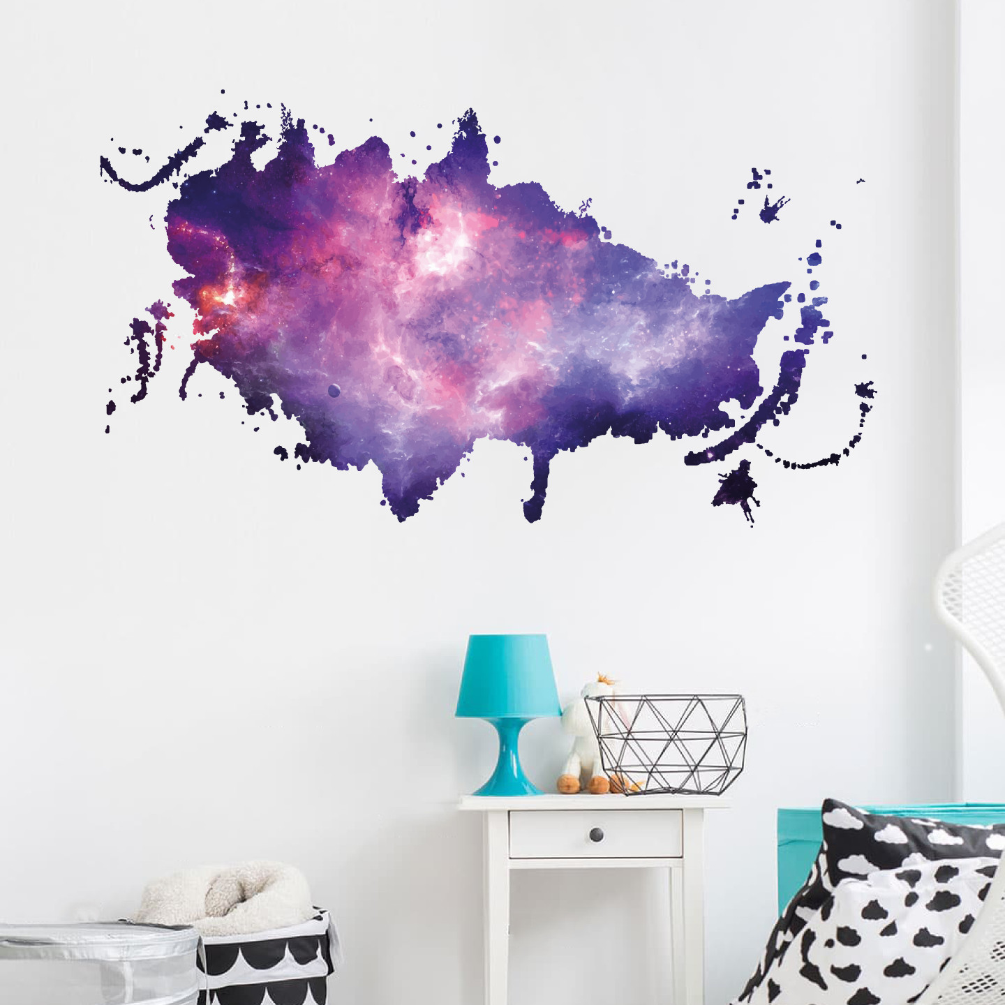 Home Art Brushed Paint Like Celestial Bodies Outer Space Nebula Decor Wall Decal