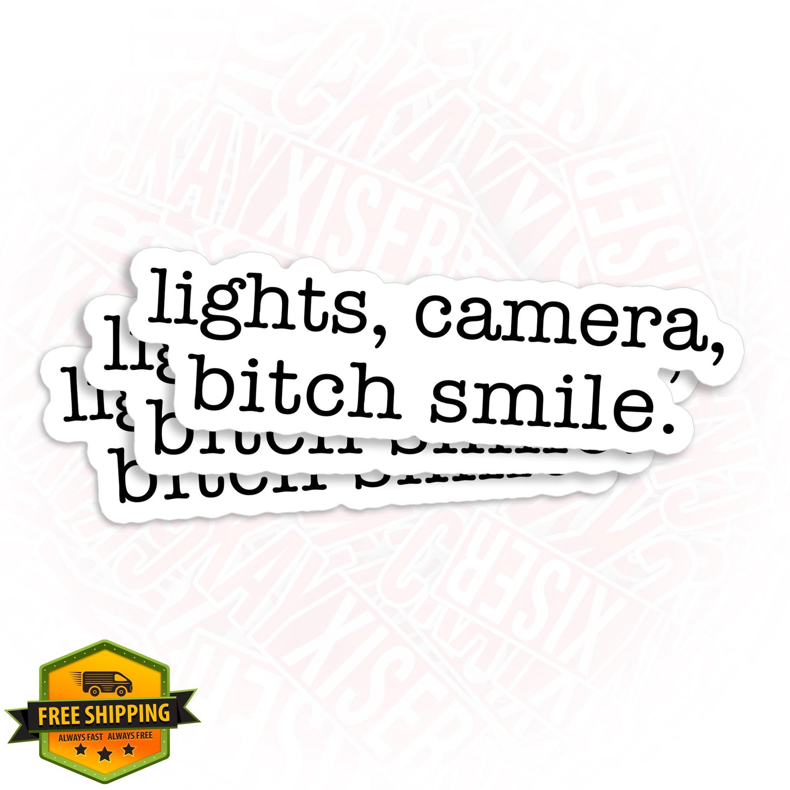 CKAYXISER 2×2 Inch Lights Camera Bitch Sticker