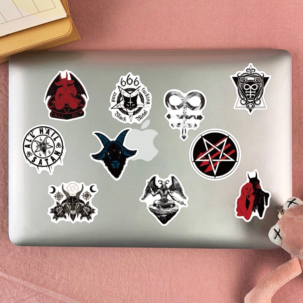 10 Random Satanic Stickers Devil 666 Decals Skull Satan Horror Red Free Shipping