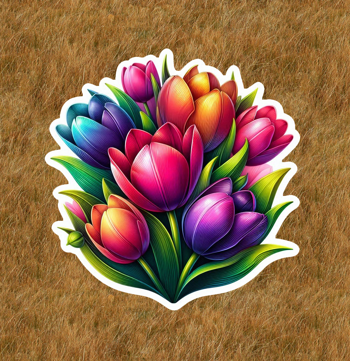 Beautiful colorful tulips 100% waterproof vinyl sticker decal – many sizes