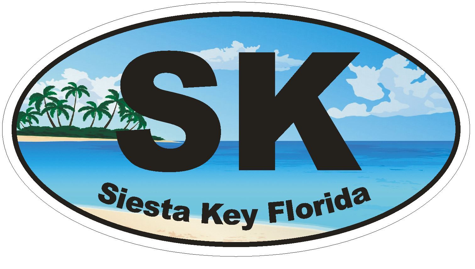 Siesta Key Beach Florida Oval Bumper Sticker or Helmet Sticker D1128