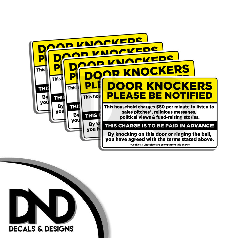 Door Knockers Please Note Sticker Funny NO SOLICITING Vinyl Decal 5×3 10 Pack